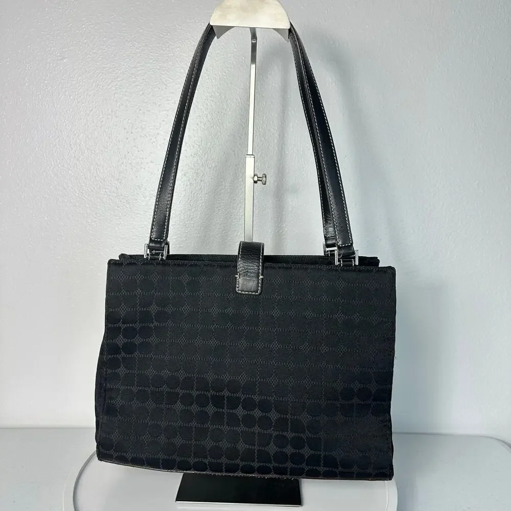 Kate Spade Bag Vintage Tote Shoulder Bag Nylon Fabric Leather Black
